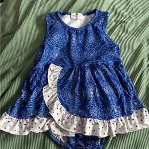Blue Floral Kids Casual Dress